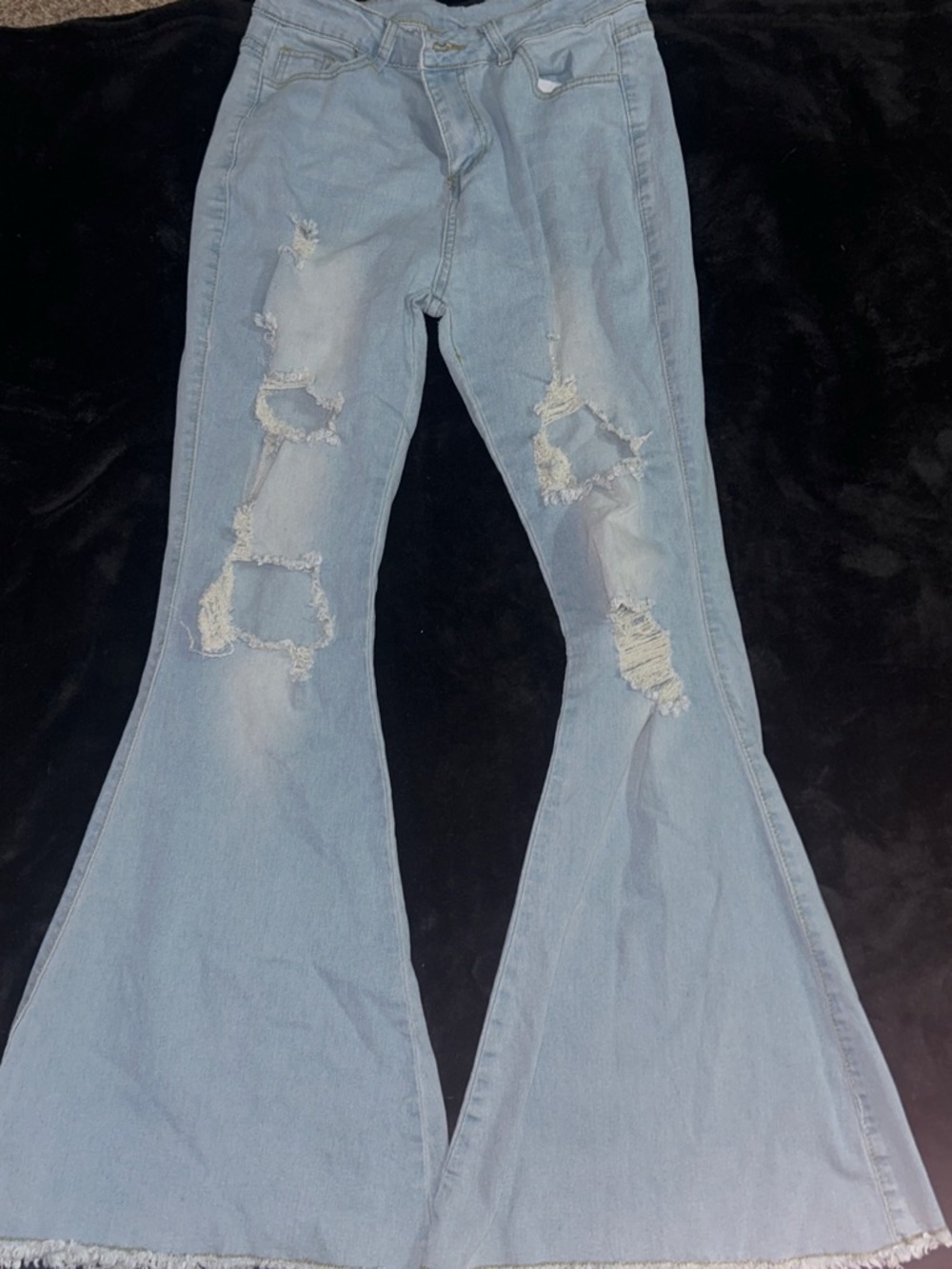Light Wash Distressed Flare Jeans for Women